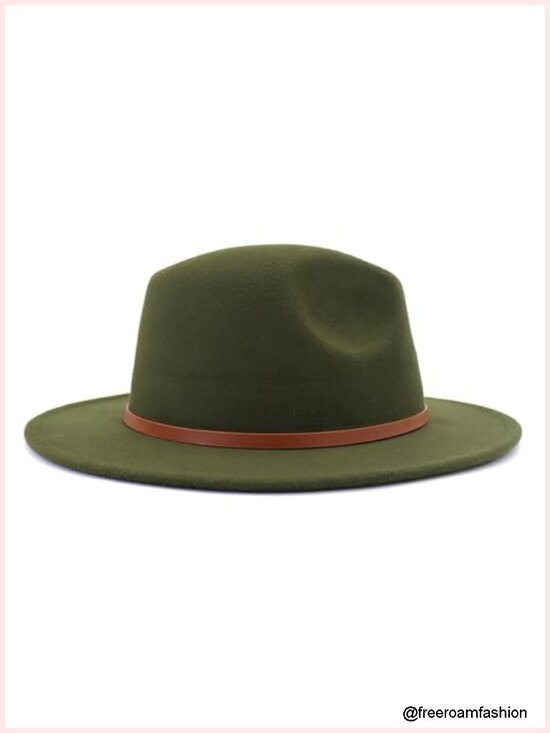 Wide Brim Fedora Hat with Belt Buckle, Lightweight Felt, Adjustable main image 4